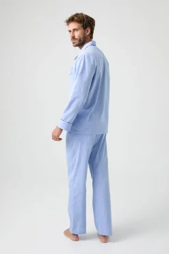 Pijama Kiff Kiff 100% algodão azul com detalhe de debrum escocês