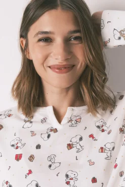 Pijama longo 100% algodão branco Snoopy