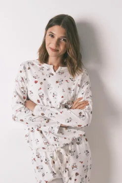 Pijama longo 100% algodão branco Snoopy