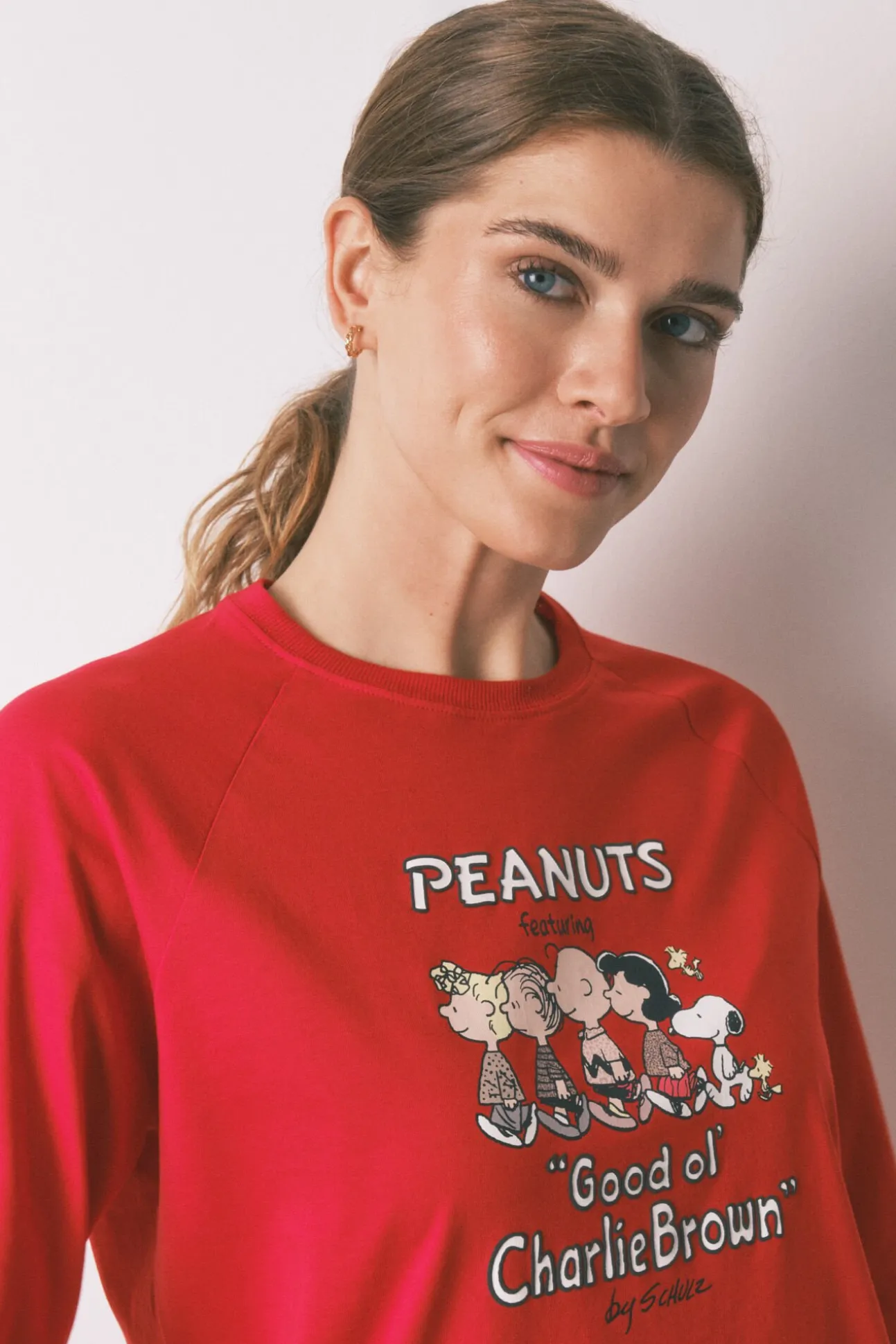 Pijama longo 100% algodão estampado xadrez vermelho Snoopy