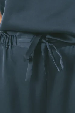 Pijama longo de cetim azul