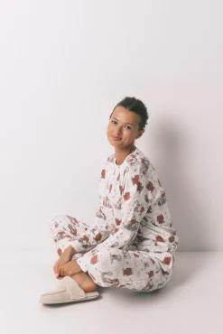 Pijama longo em canelada extrassuave branco do Snoopy