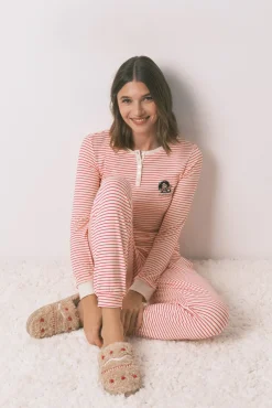 Pijama longo malha extra macia listrado Mafalda