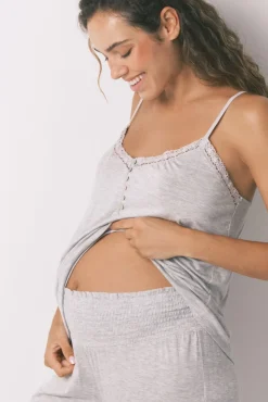 Pijama Pijama capri "maternity" cinza soft touch