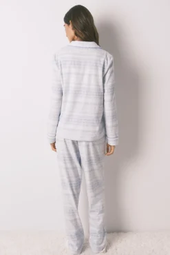 Pijama pijama comprido de lã polar com borda