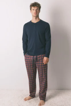 Pijama xadrez masculino 100% algodão