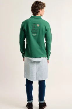 Pólo Valecuatro masculino com escudo espanhol verde intenso