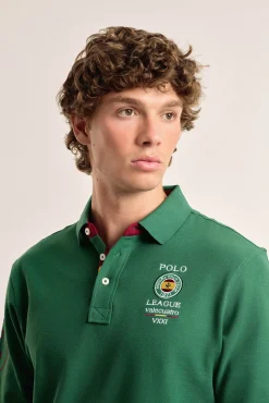 Pólo Valecuatro masculino com escudo espanhol verde intenso