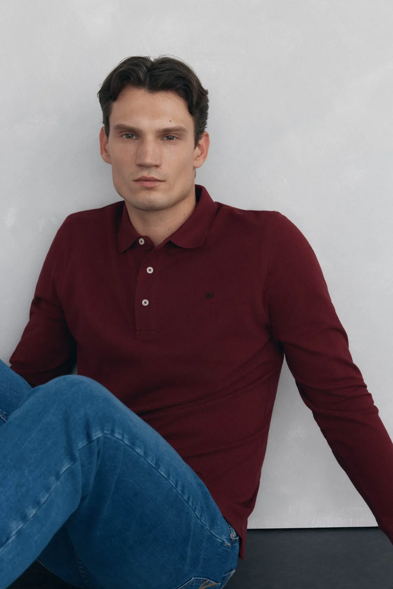 Polo básico de manga comprida