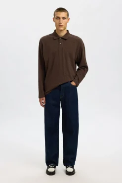 Polo jacquard de manga manga 100% algodão orgânico