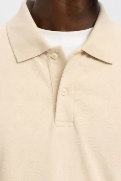 Polo jacquard de manga manga 100% algodão orgânico