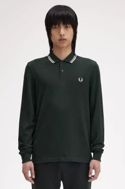 Polo piqué de manga comprida masculina