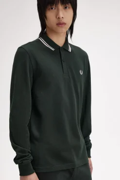 Polo piqué de manga comprida masculina