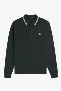 Polo piqué de manga comprida masculina