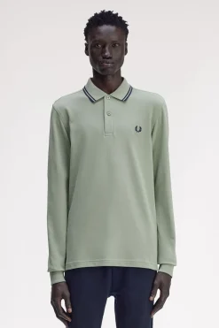 Polo piqué de manga comprida masculina