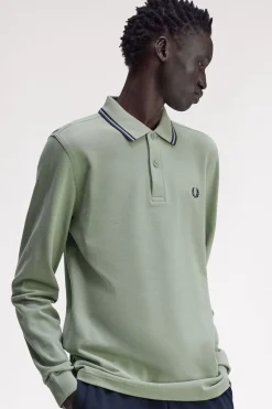 Polo piqué de manga comprida masculina