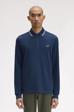 Polo piqué de manga comprida masculina
