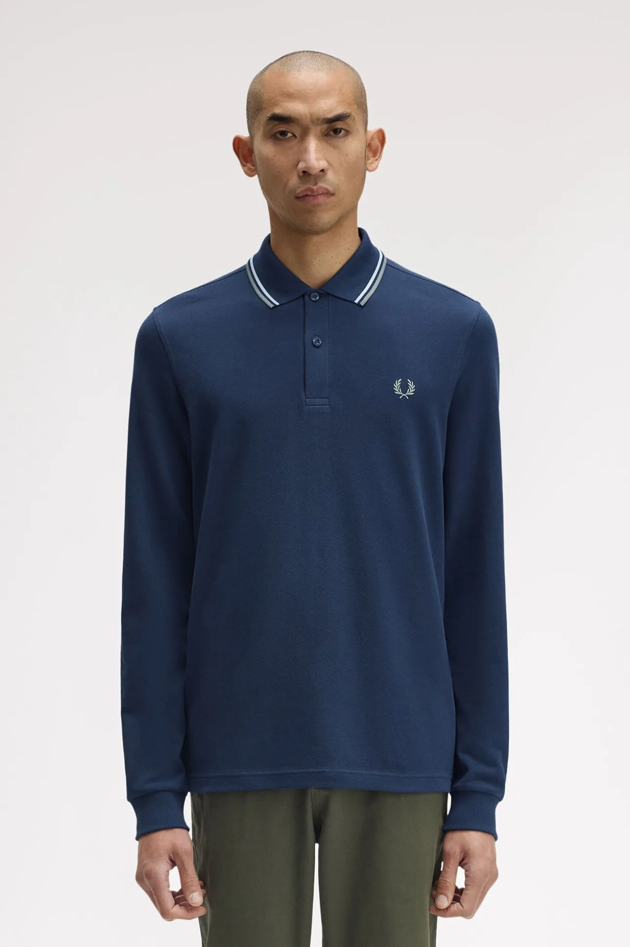 Polo piqué de manga comprida masculina