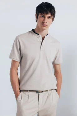Polo piqué gola mao slim fit
