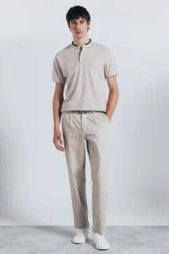 Polo piqué gola mao slim fit