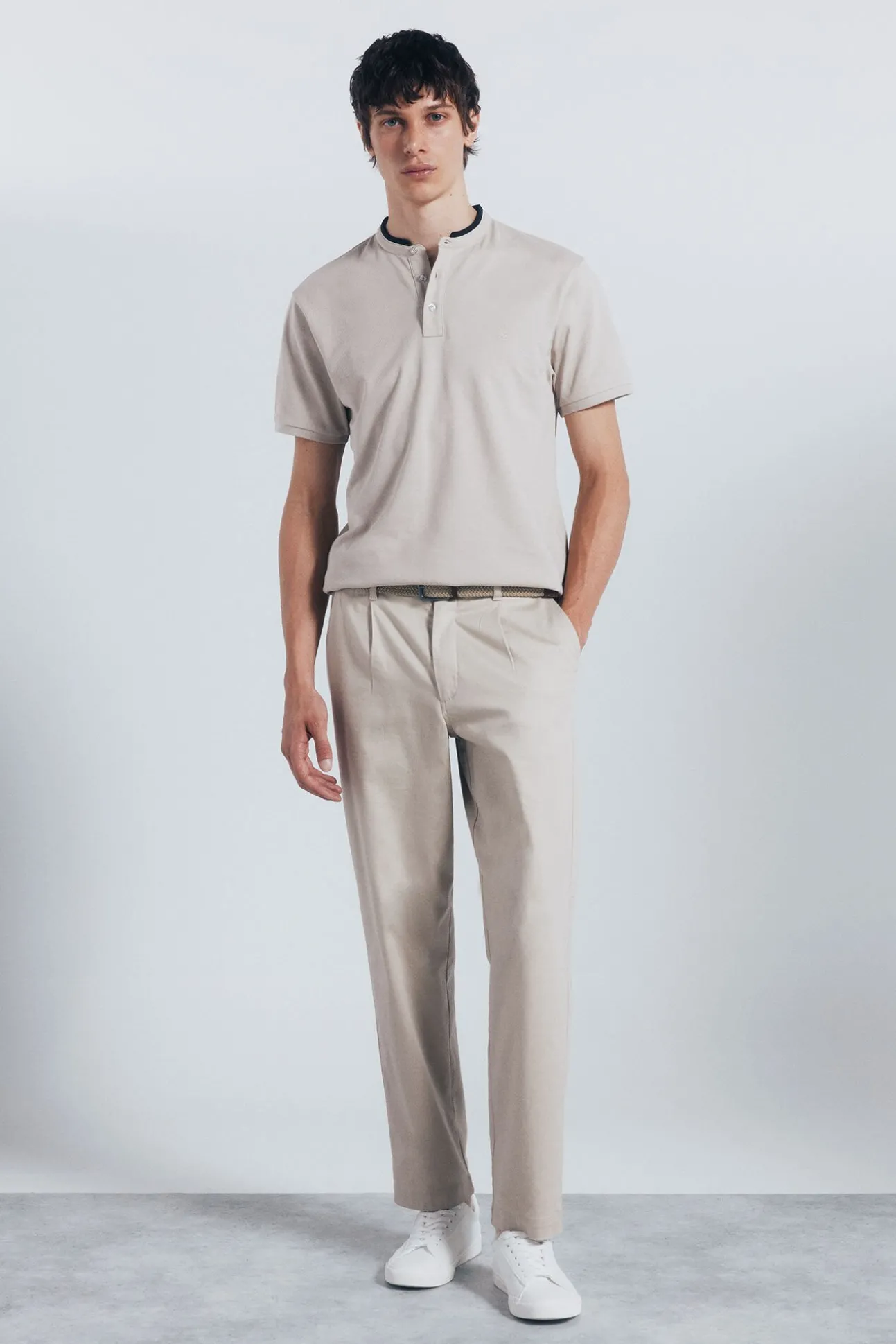 Polo piqué gola mao slim fit