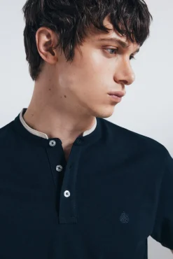Polo piqué gola mao slim fit
