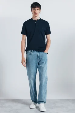 Polo piqué gola mao slim fit