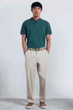 Polo piqué gola mao slim fit