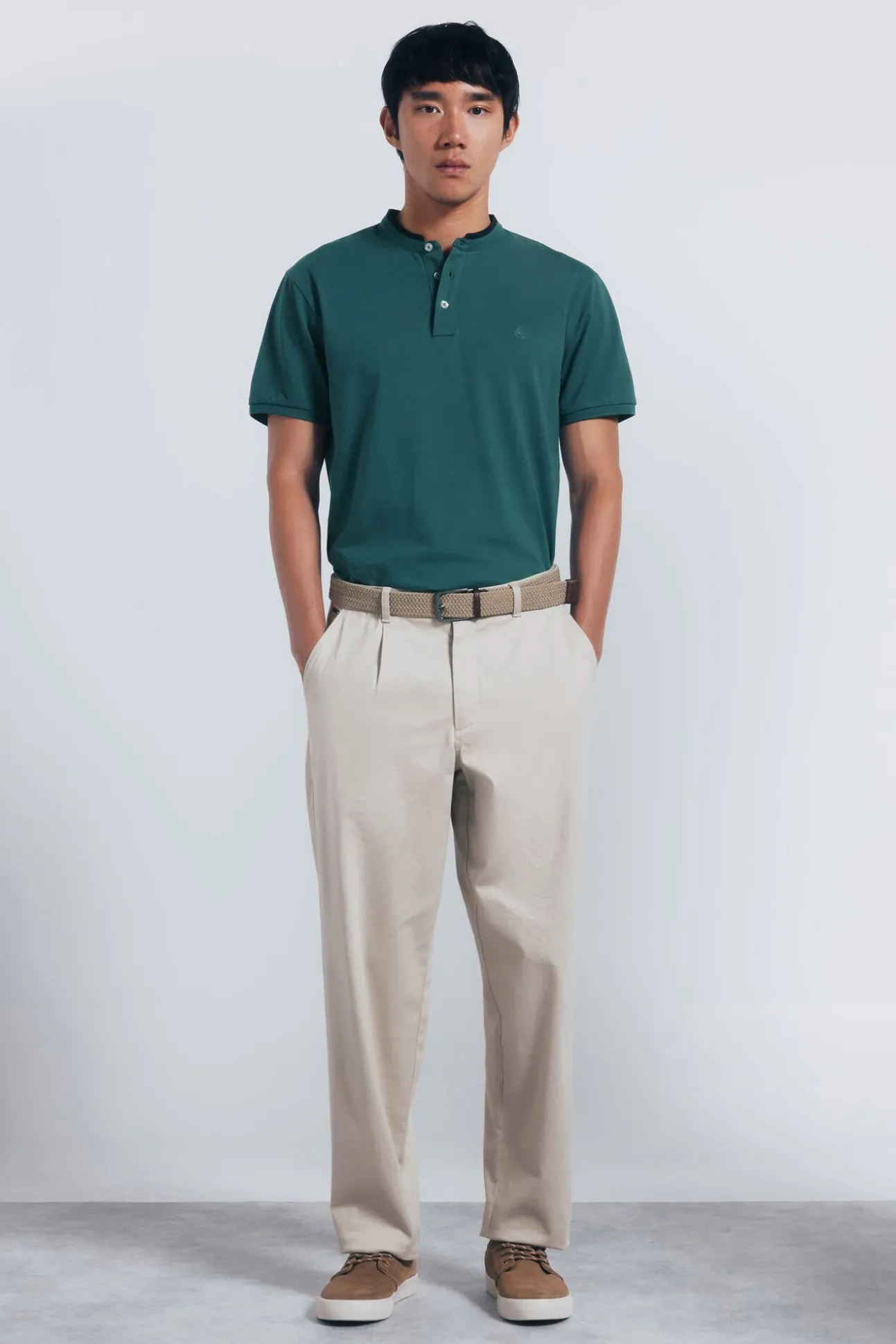 Polo piqué gola mao slim fit