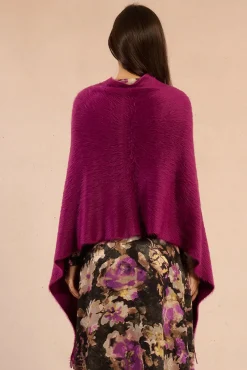 Poncho assimétrico com franjas