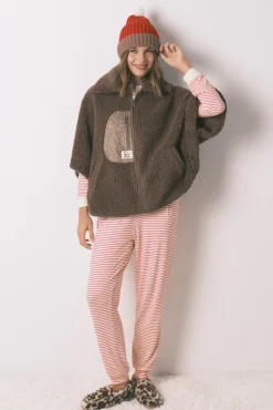 Poncho curto de robe de borrego marrom do Snoopy