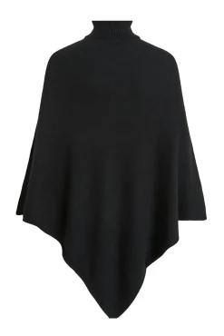 Poncho de malha com gola alta