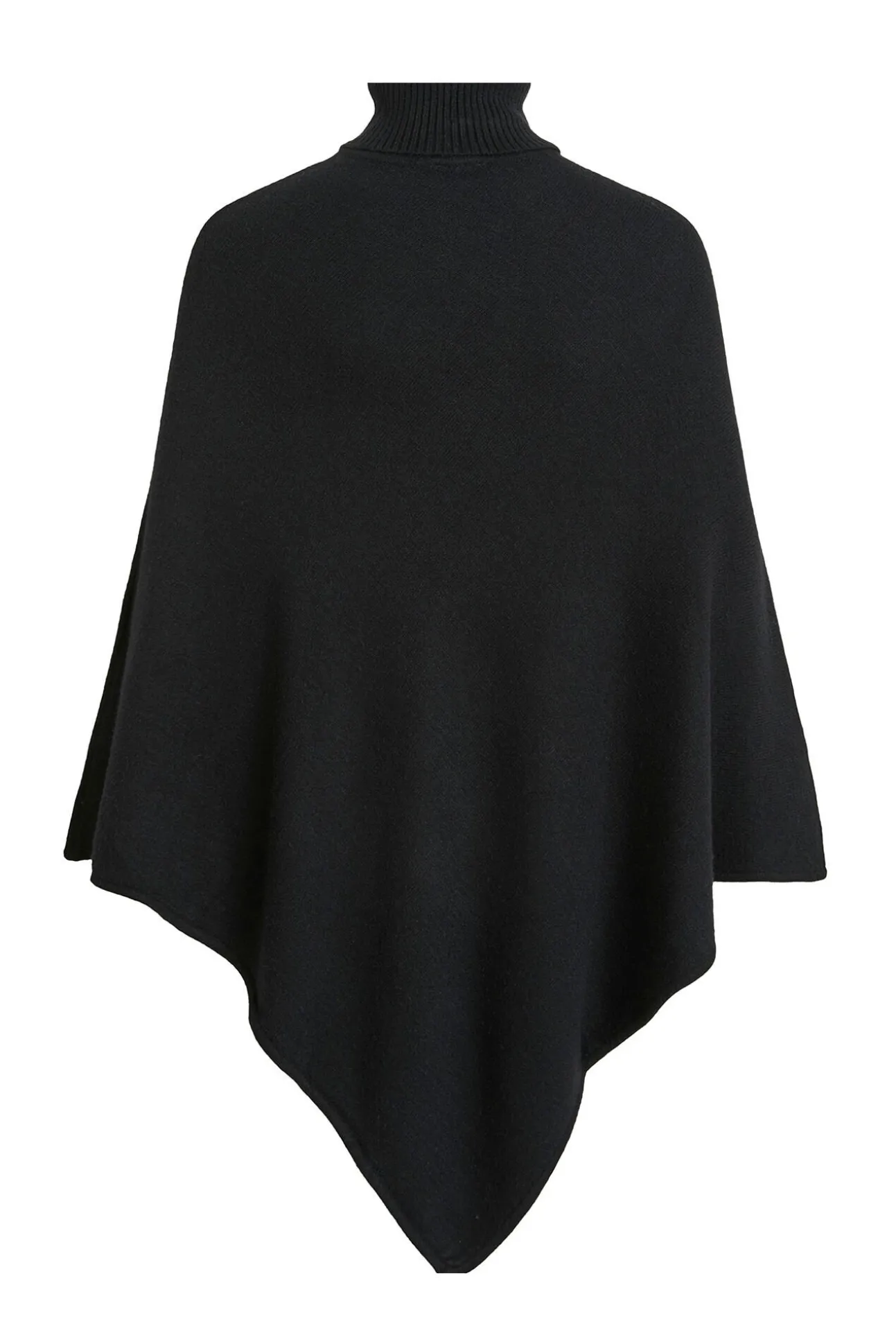 Poncho de malha com gola alta