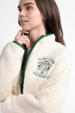 Robe curta borrego baby Yoda Mandalorian mulher