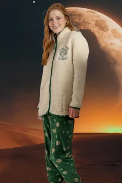 Robe curta borrego baby Yoda Mandalorian mulher