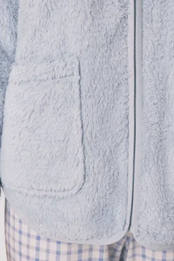 Robe curta de tecido de pelo azul lurex