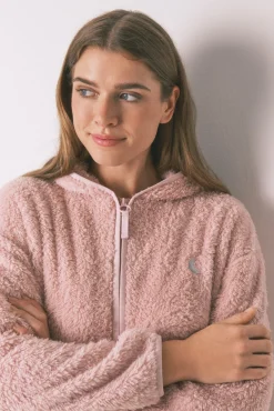 Robe curta tecido de pelo rosa lurex