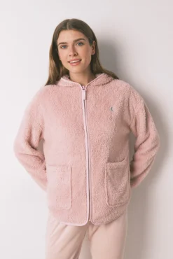 Robe curta tecido de pelo rosa lurex