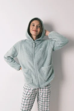 Robe curta tecido pelo verde lurex