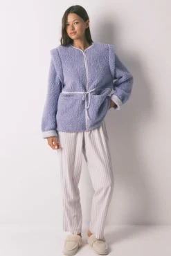 Robe curto de pele de borrego lilás