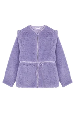 Robe curto de pele de borrego lilás