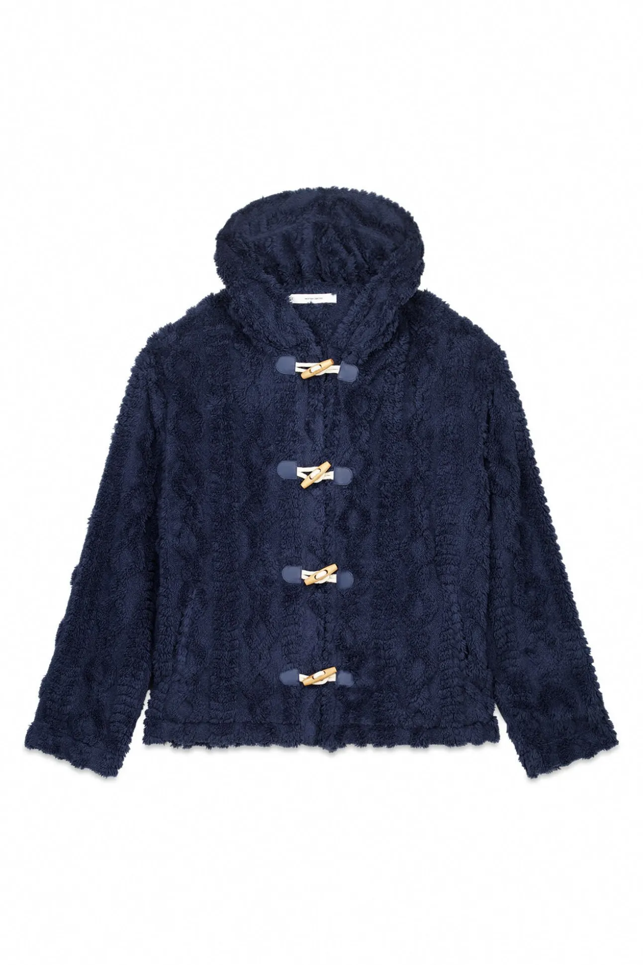 Robe curto polar com capuz suave azul