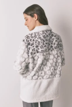 Robe curto tricolor animal print em borrego