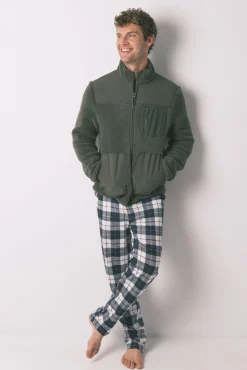 Robe curto verde de borrego masculino