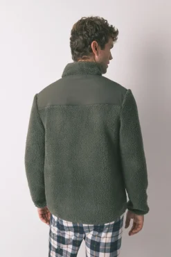 Robe curto verde de borrego masculino