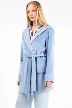 Robe de microfibra azul claro