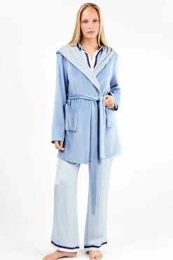 Robe de microfibra azul claro