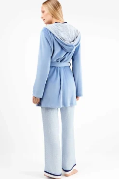 Robe de microfibra azul claro