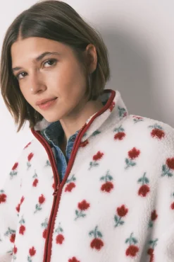 Robe estilo túnica de pelo branco com flores