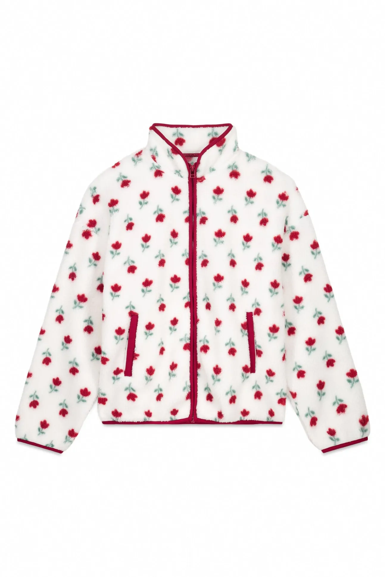Robe estilo túnica de pelo branco com flores